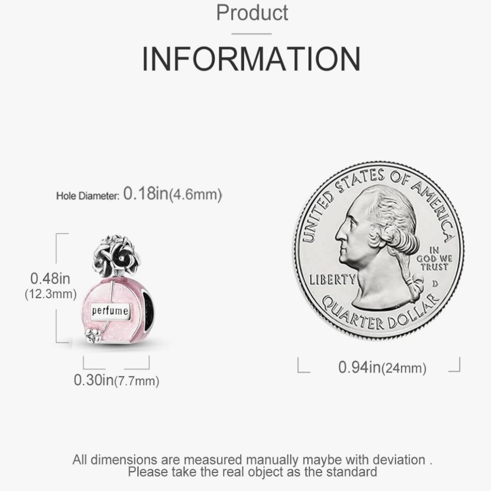 Pink Perfume Makeup Charm For Bracelets And Necklaces 925 Sterling Silver - Picture 4 of 5